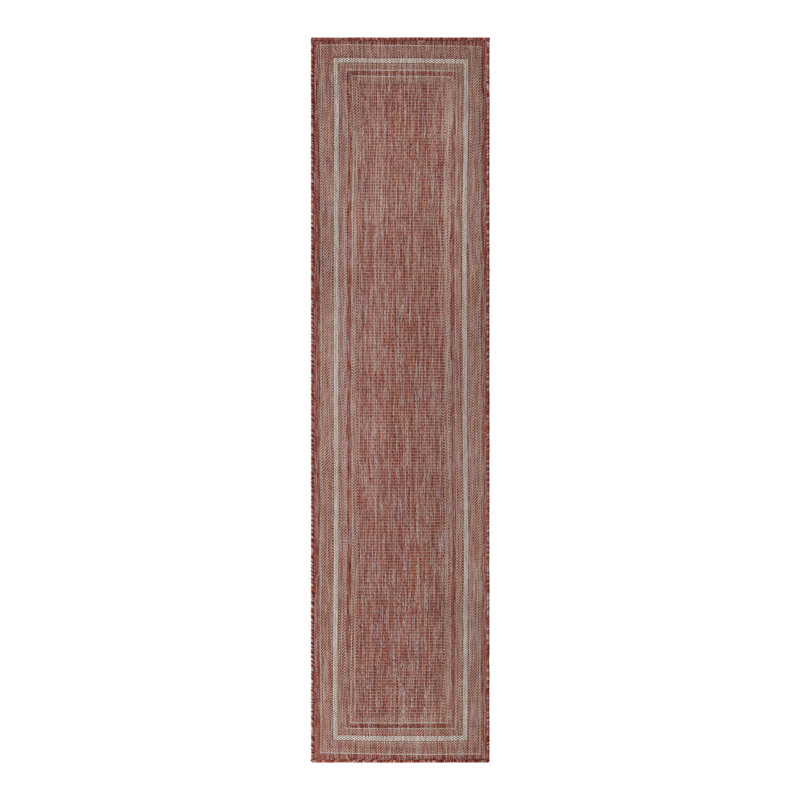 Reyhan Rust Red Indoor / Outdoor Area Rug, Runner 2' x 8'