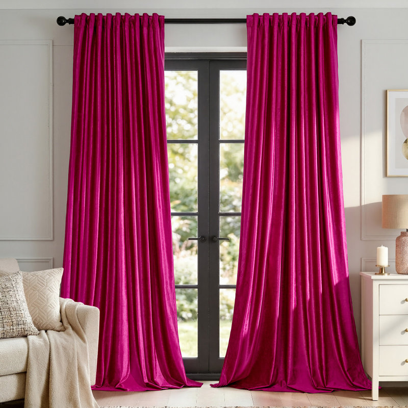 100% Blackout Double-layer Velvet Curtain. Rod Pocket Back Tab Thermal Insulated Drapes for Living room Bedroom (Set of 2)