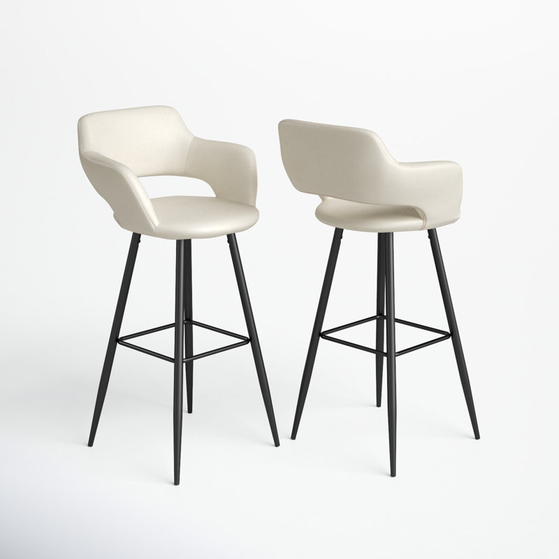 Lake Upholstered Counter Stool with Metal Frame, Cream, Bar Stool (30" Seat Height)