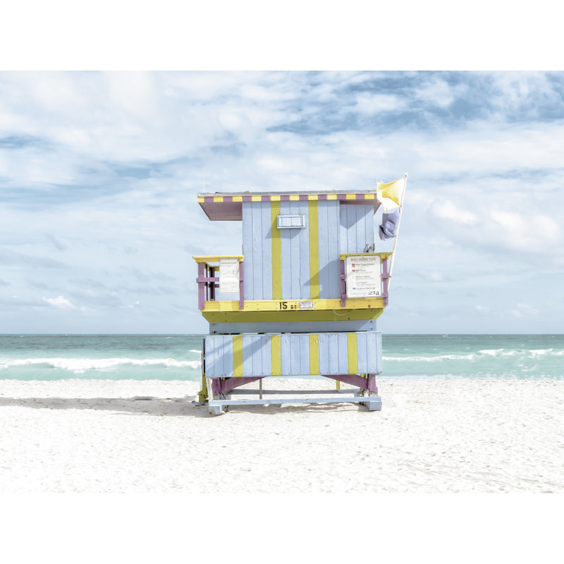 Miami Lifeguard Chair Print by Richard Silver, Wrapped Canvas, 24" H x 32" W