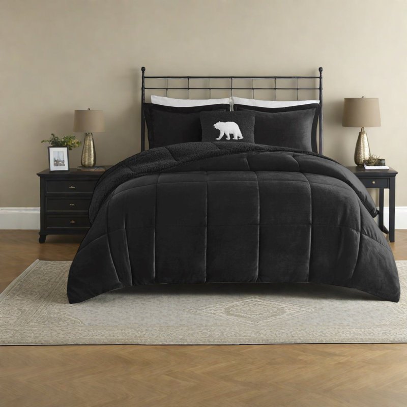 Cozy King Bedding Sets, Plush Sherpa Polyester Modern Home Comfort