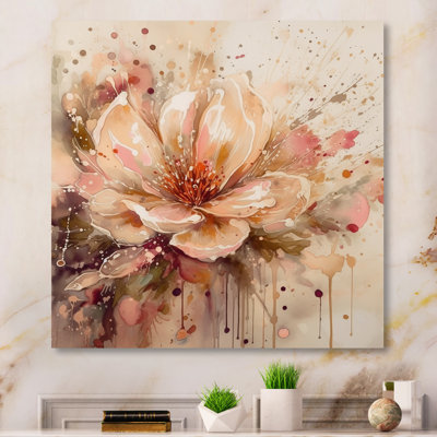 Emotions Of Beige Red Peony Flower I - Floral Peony Metal Wall Décor