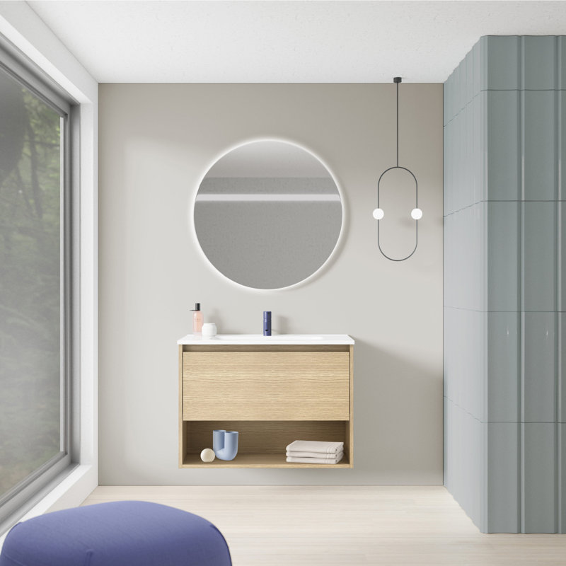 Jayni Vanity & Mirror Set, Light Wood