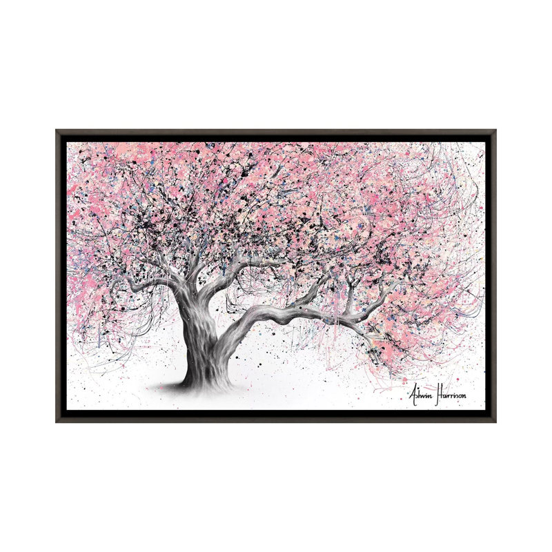 «Taffy Blossom Tree» par Ashvin Harrison - impression, Aucun mat, Toile avec cadre gris, H 26 po x l 40 po x 1,5 po