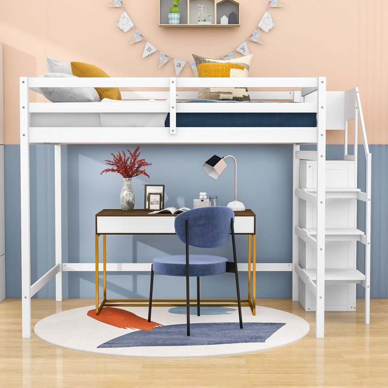 Eriby Kids Full Loft Bed, Gray