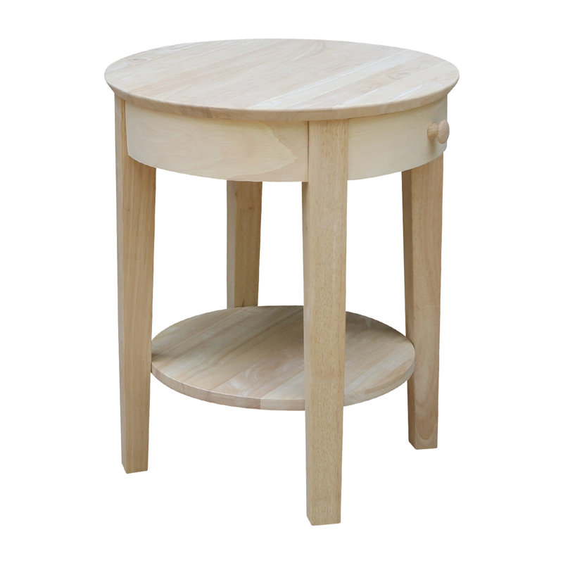 Solid Wood End Table with Storage