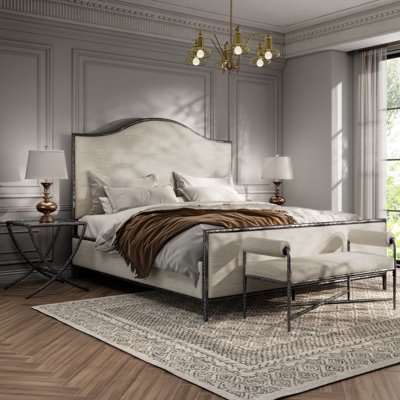 Lalia Modern Hammered Metal 4-Piece Bedroom Set