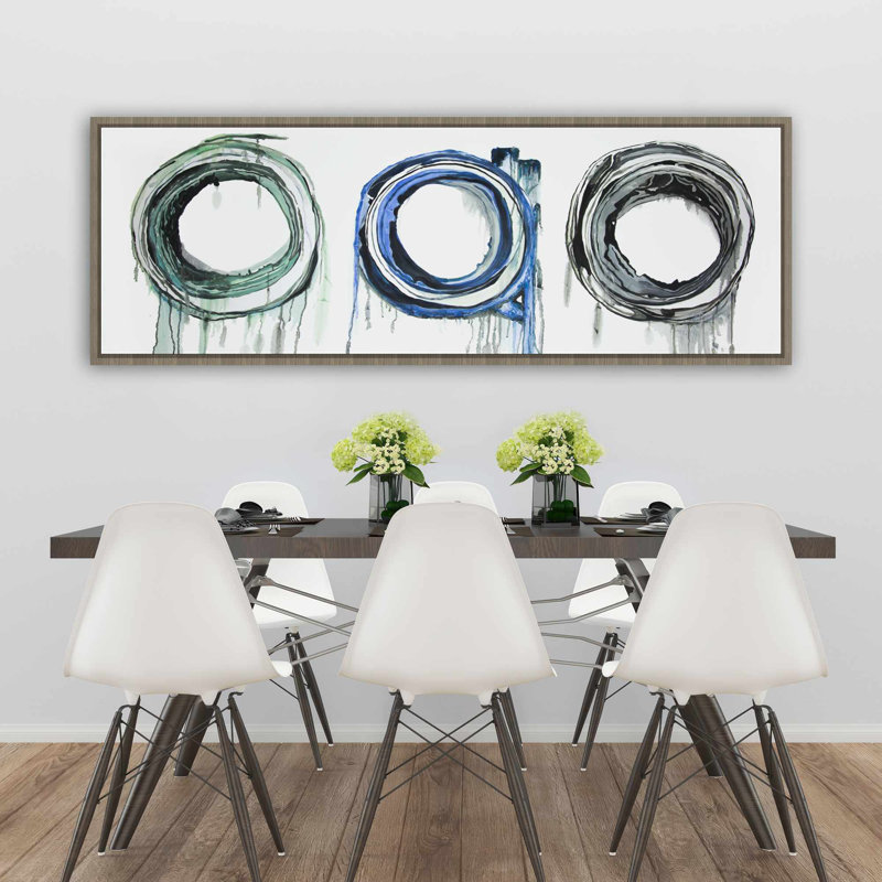 Trio de cercles - Art sur toile encadré moderne pour la décoration intérieure, H 61,25 po x l 21,25 po