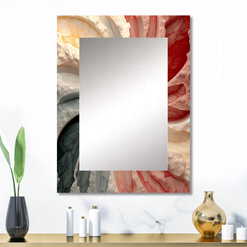 Mid-Century New Balance abstrait géométrique IV - grand miroir moderne Mid-Century, décor de miroir mural bleu unique, impression d'art en métal