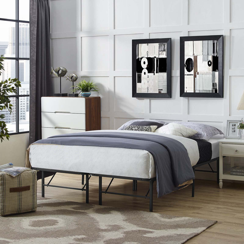 Modway Horizon Stainless Steel Bed Frame, Brown, Queen
