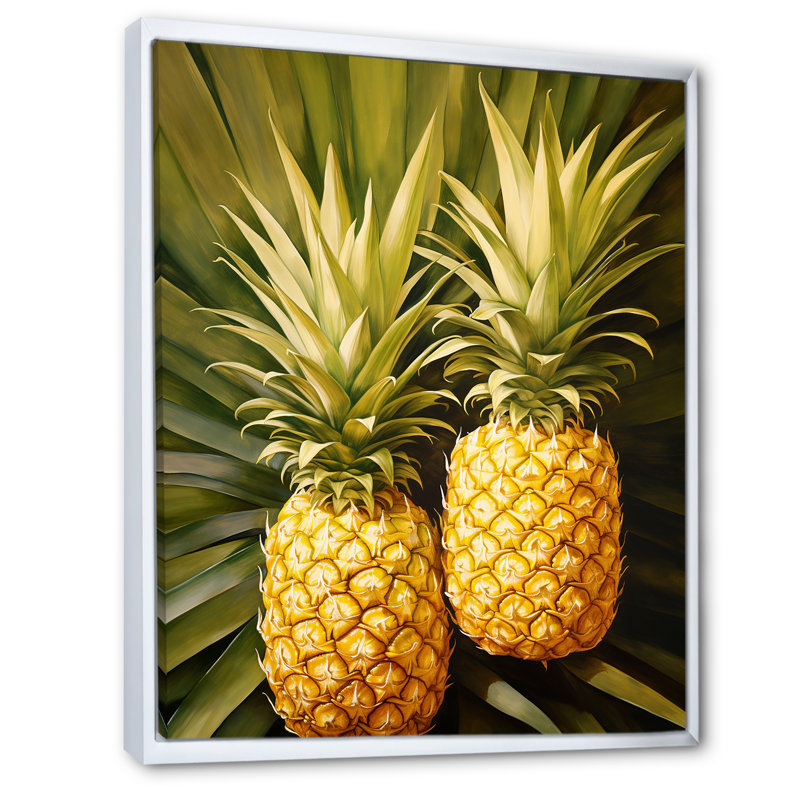 Pinapple Golden Grove III sur toile, Cadre flottant blanc, H 32 po x l 24 po x P 1 po