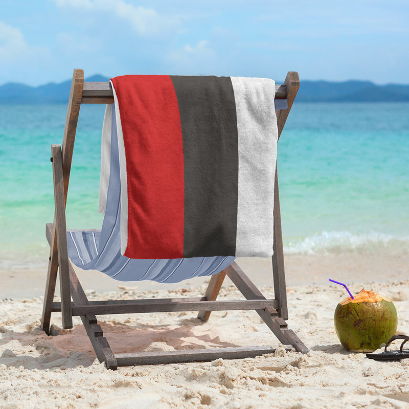 Beach Towel, Red/Gray/Light Gray