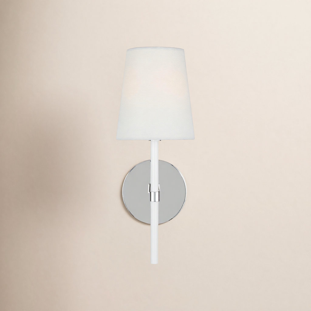 Single Light Dimmable Armed Sconce, Polished Nickel GW