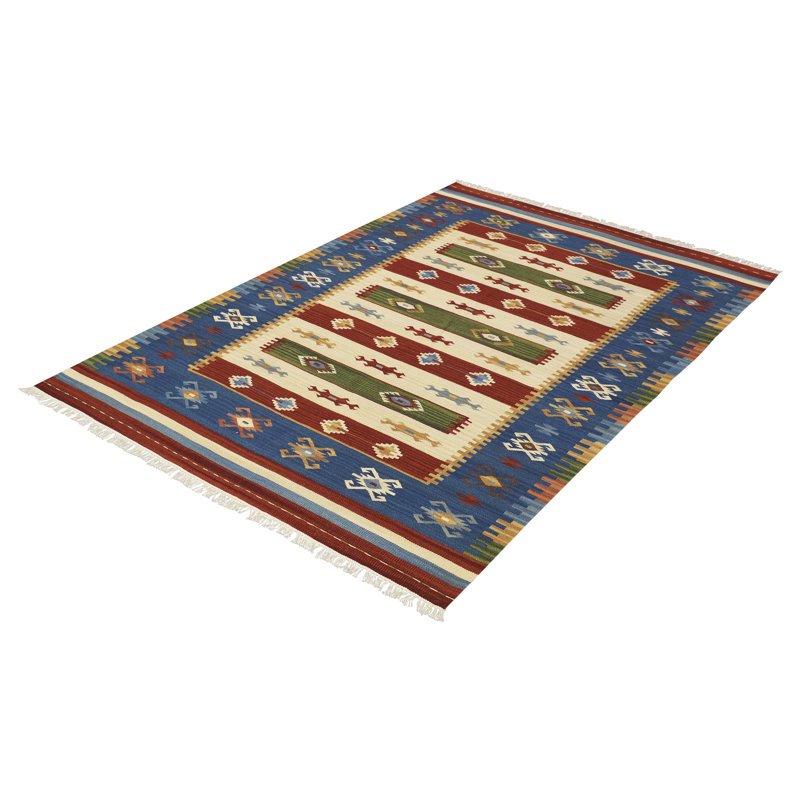 Southwestern Wool Hand Woven Area Rug, Rectangle 125 x 185cm
