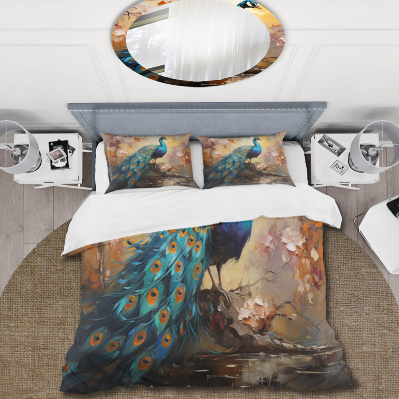 Ensemble de housse de couette en microfibre / polyester Peacock Expressionist Portrait III Bedding