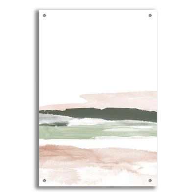  «Pink Blush Landscape No. 2» par Brandon Wong, art mural en verre acrylique, 24 po x 36 po