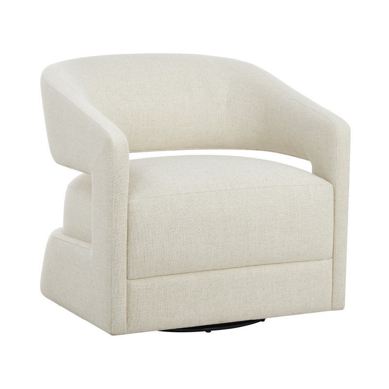 Universal Upholstery Upholstered Swivel Chair, Cream Polyester Blend/Linen/Rayon / Viscose