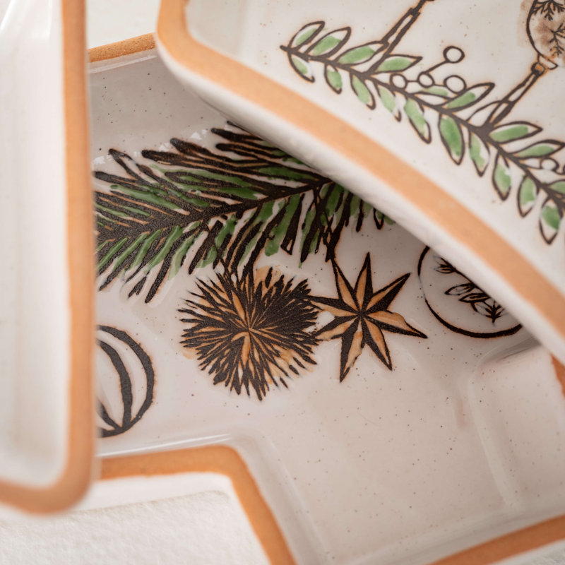 11.75" Christmas 3-Piece Scandi Christmas Tree Platter, Multicolor