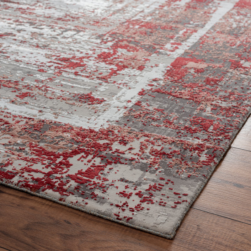 Evgenii Area Rug, Gray/Red, Rectangle 10' x 14'