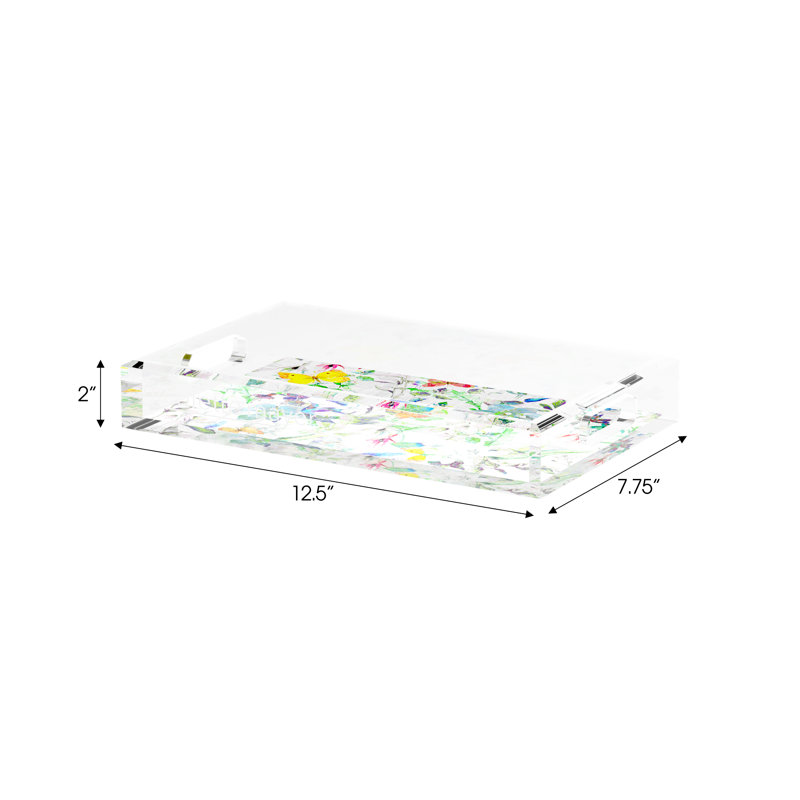 Garden Fantasia Acrylic Rectangle Decorative Tray, 12.5"W x 7.75"D x 2"H