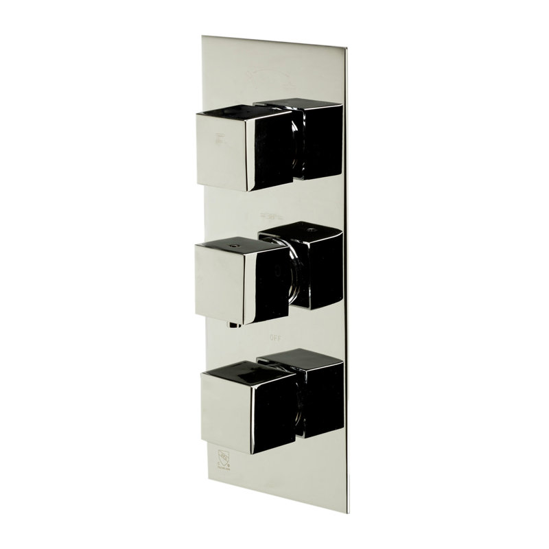Mélangeur de douche thermostatique carré, Chrome poli