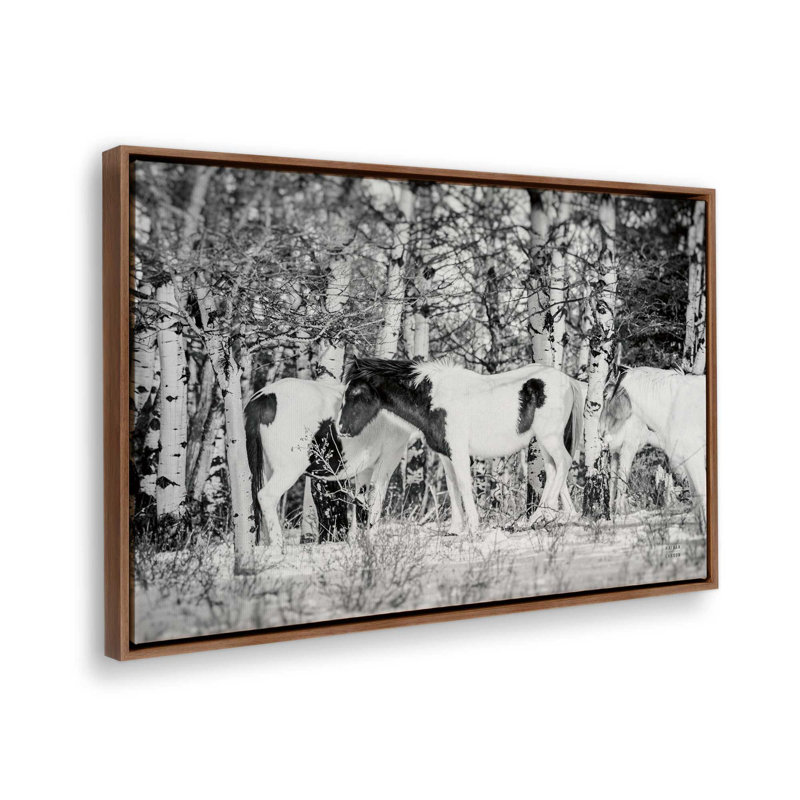 Winter Herd by Nathan Larson Canvas Art Print, Brown, 8" H x 12" W, Floater Frame