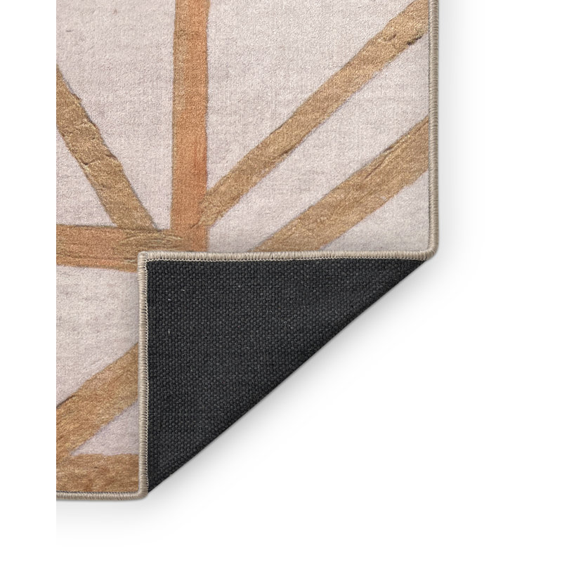 Tapis doré en polyester tissé à la machine, Rectangle 3 pi x 5 pi