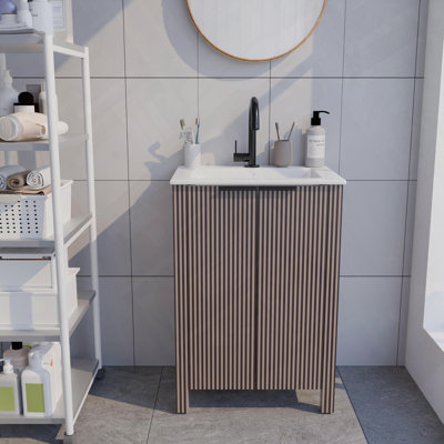 Ensemble de meuble-lavabo avec armoire et plateau en résine