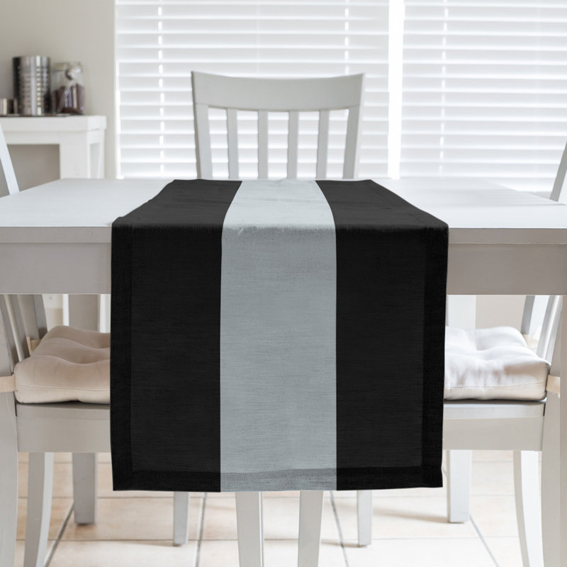 Chemin de table, 72 po x 16 po, Noir / argent / noir, Chicago