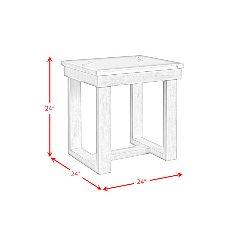 Transitional 3Pcs Square Marble Table Set With Two End Tables, 52-Inch Modern Coffee Table Set For Living Room