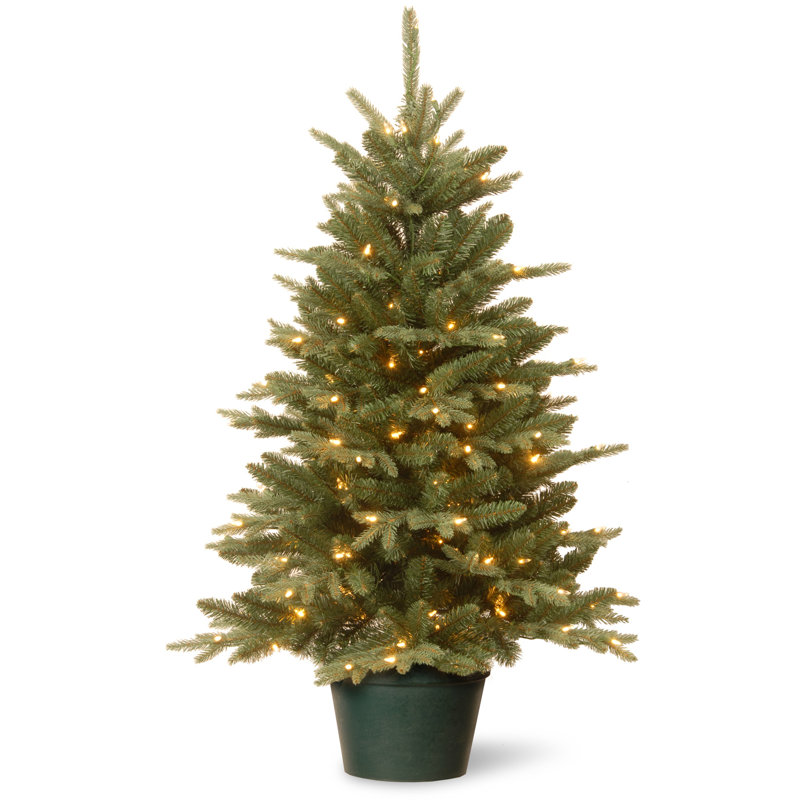 36" H Pre-Lit PVC and PE Potted Artificial Christmas Tree