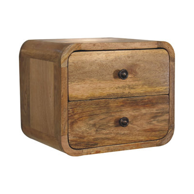 Mini Curved Chestnut Wall Mounted Bedside