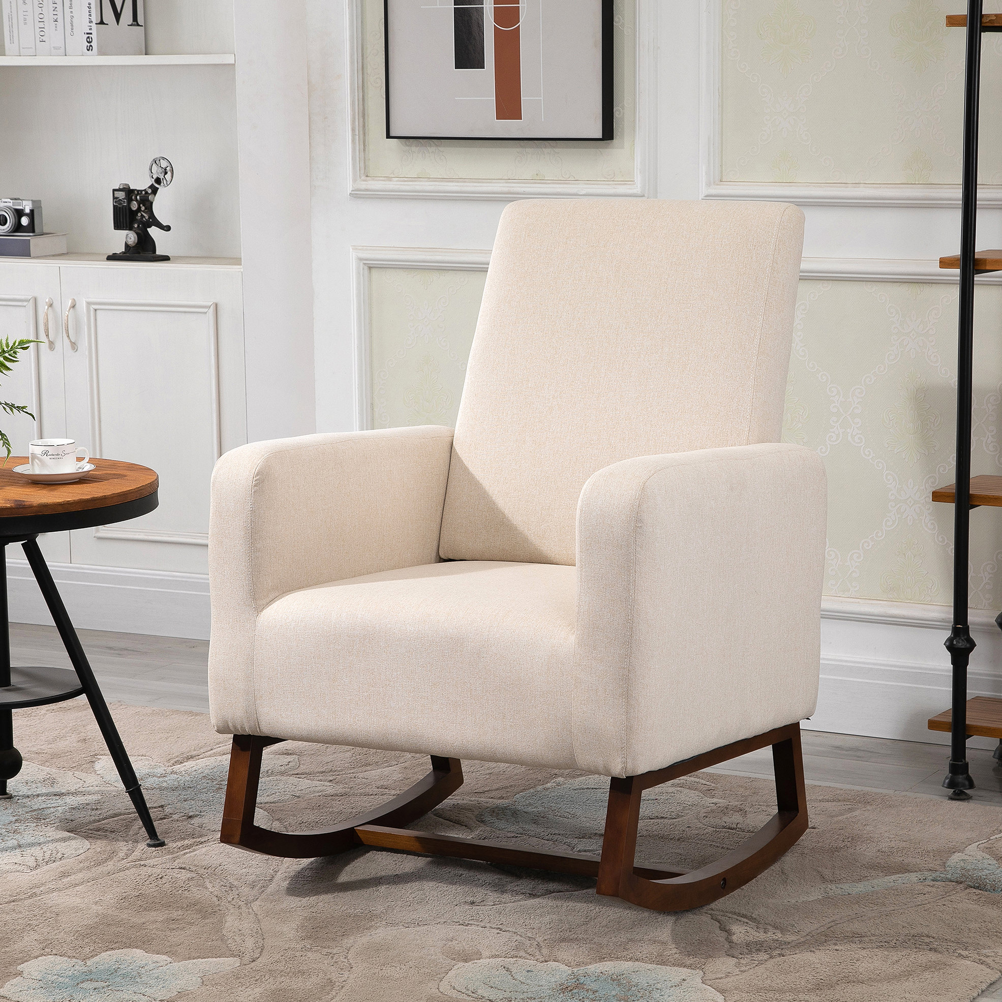 Isabelle & Max™ Accent Lounge Rocking Chair with Solid Curved Wood Base ...