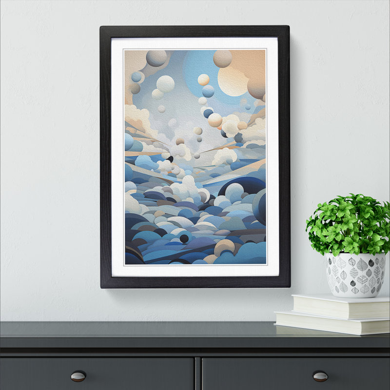 Cloudy Sky Orphism Art - Framed Print, Black Framed, 46cm H x 34cm W