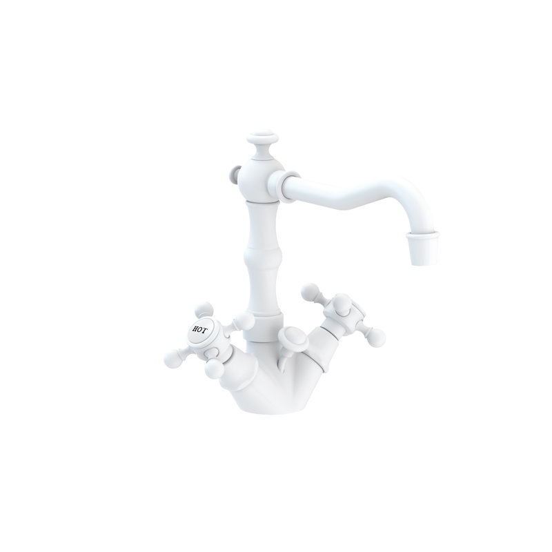 Chesterfield Single Hole Bathroom Faucet with Drain Assembly, Matte White