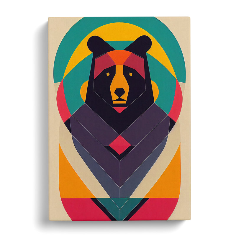 Mid Century Bear Abstract - Wrapped Canvas, 50cm H x 35cm W x 3cm D