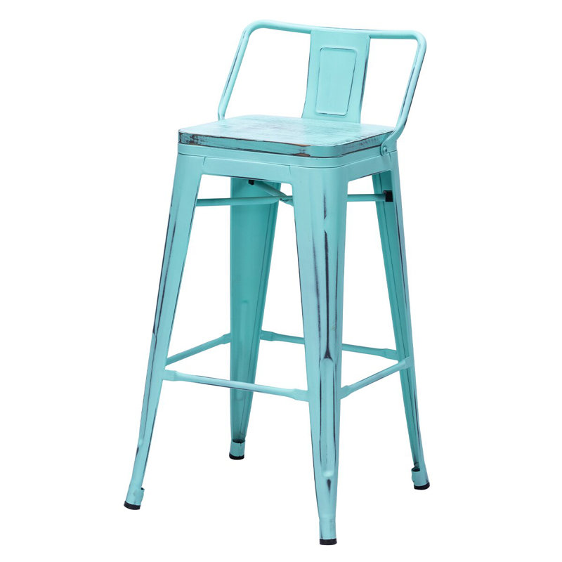 Maresca Counter Stool with Metal Frame, Blue, Blue, Counter Stool (24" Seat Height)