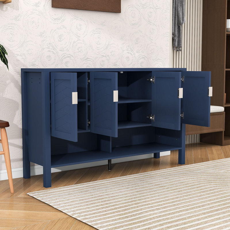 Buffet moderne avec tablettes réglables et rangement ouvert, Marine