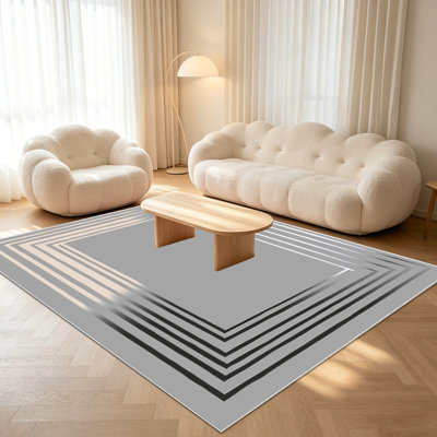 Tapis à rayures géométriques de 1 pièce pour le salon, doux et confortable, convient à toutes les saisons, facile à entretenir, tapis de sol intérieur lavable à la machine, convient à la chambre à coucher, à la salle à manger, au couloir, au patio, au balcon, à la décoration intérieure et extérieure.