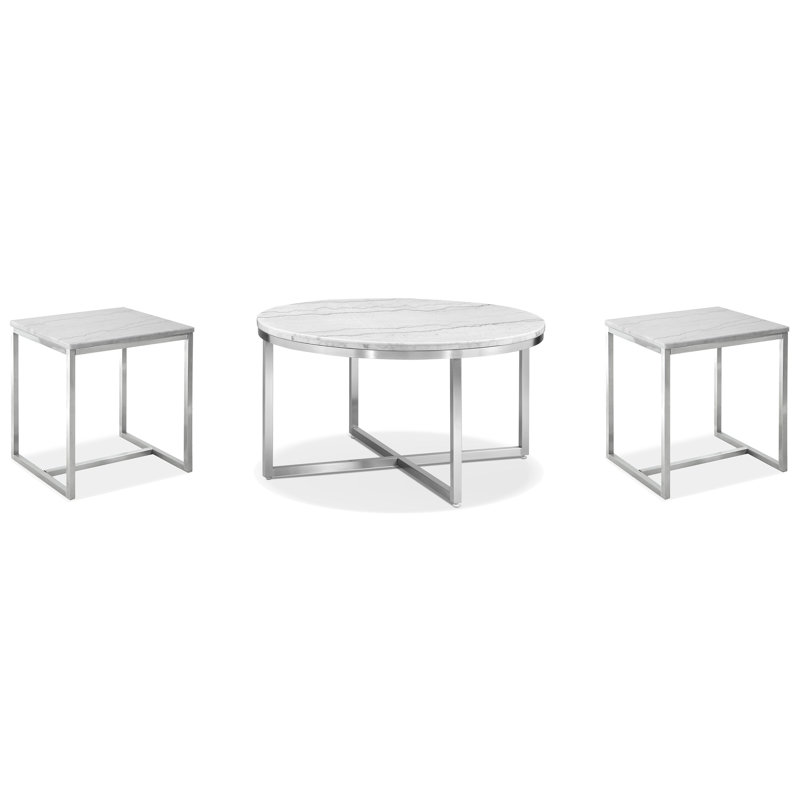 Parkdale Round Cocktail Table With 2 Rectangular End Table, 3 Pieces: Coffee Table, 2 End Tables