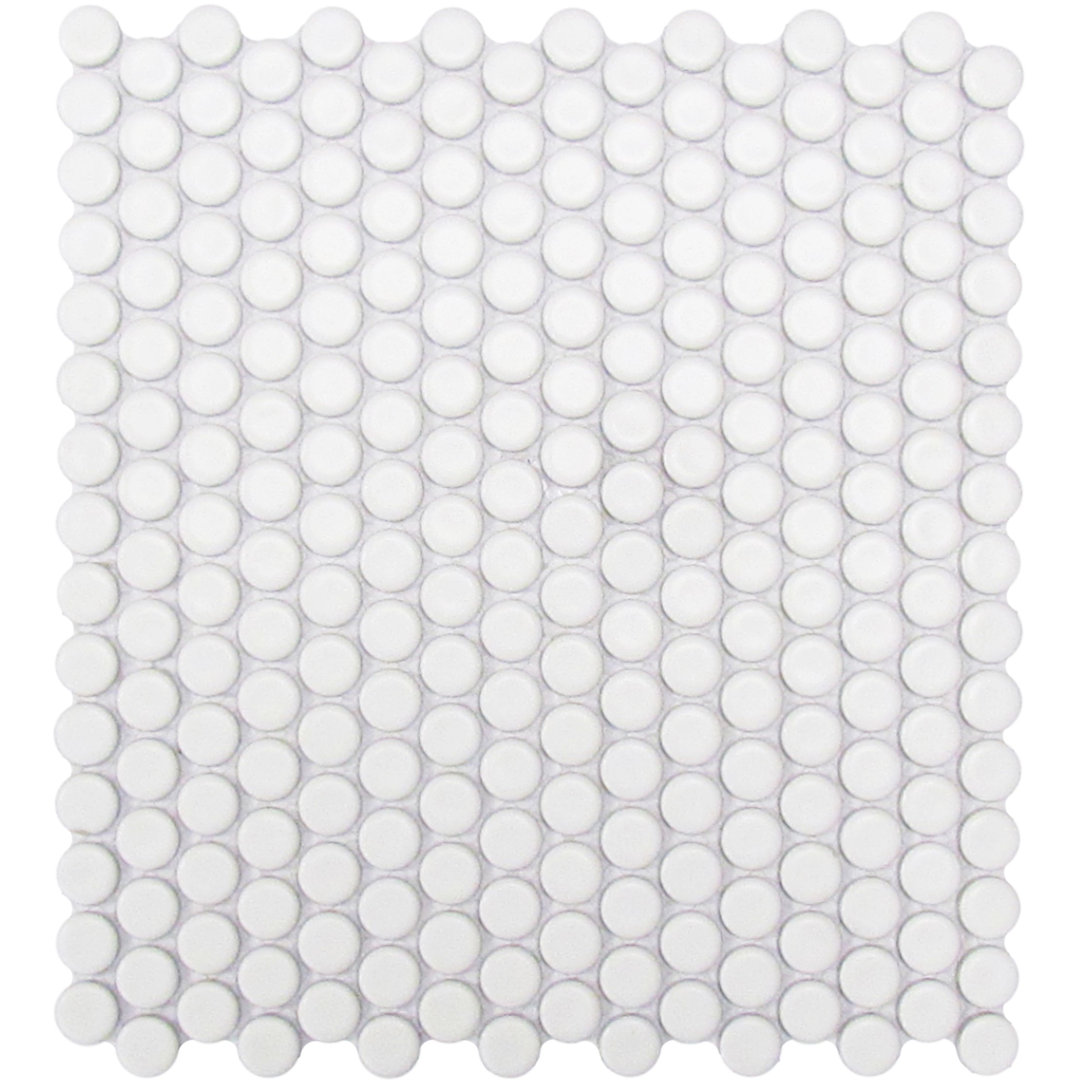 MG White Penny Round 12x12 Mos Roca Tiles