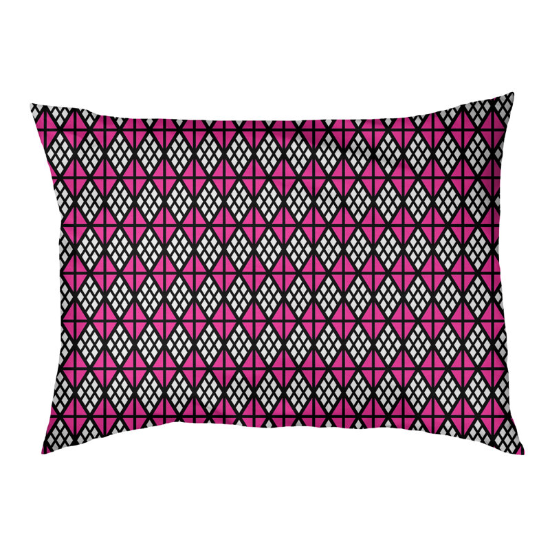 Coussin diamants Byrge, Très grand (l 52 po x P 42 po x H 17 po), Noir / rose / blanc