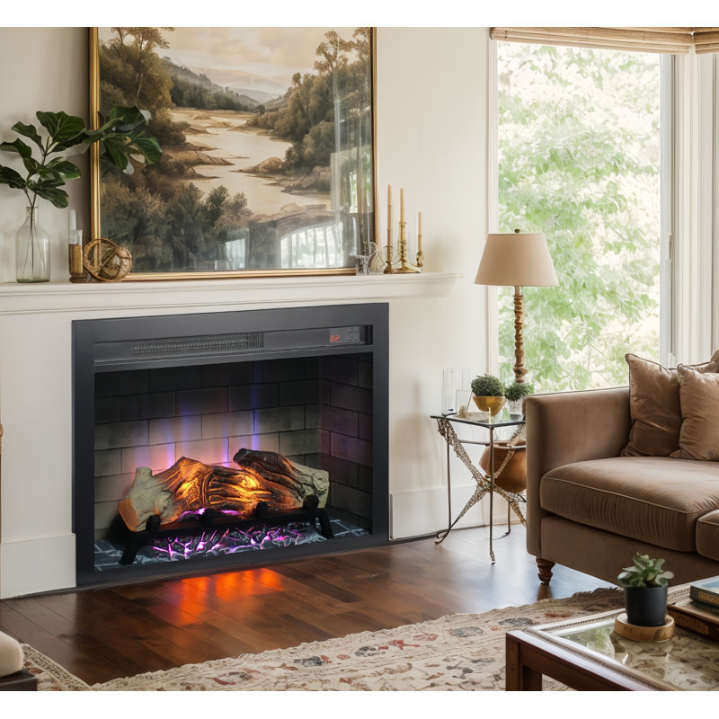 28 Inch Electric Fireplace Insert, Multicolored Flames