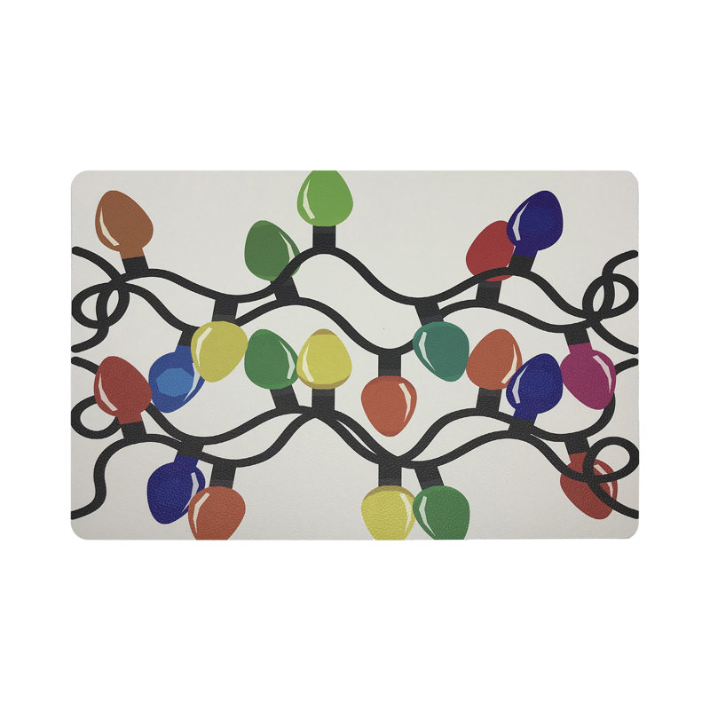 Xmas Vegan Leather Rectangle Placemats, Primaries