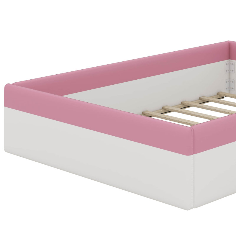 Upholstered Daybed With Fence And Stairs, Full