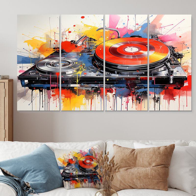 Ensemble de 4 plaques tournantes Pop Art, H 28 po x l 48 po