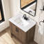 Meuble-lavabo Vegas 30 po à lavabo simple, fini noyer épicé, comptoir en pierre reconstituée blanc tourterelle, quincaillerie noire mate-136247903-136247906