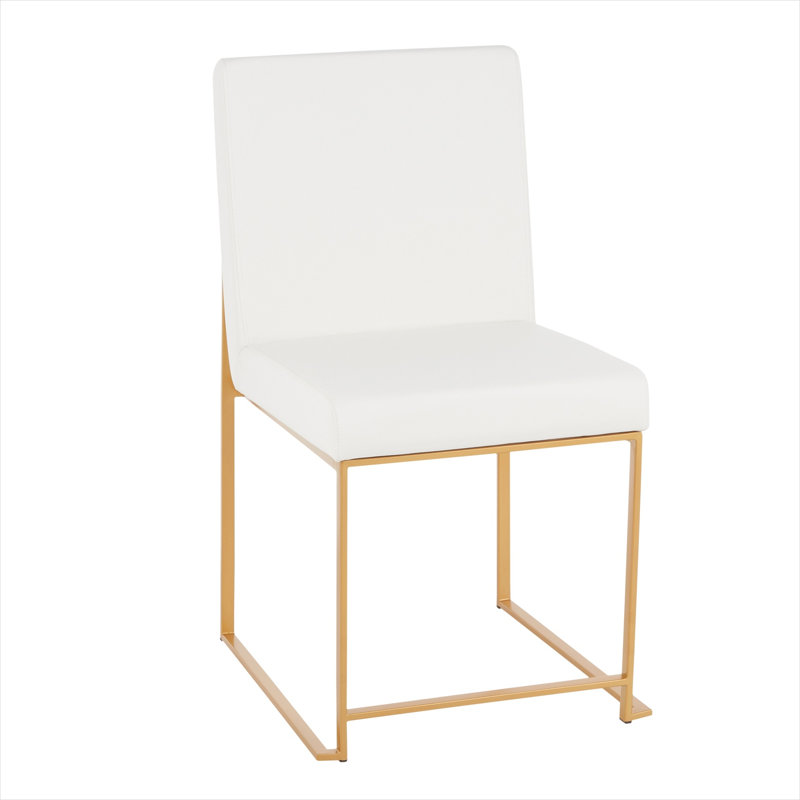 Ensemble de 2 chaises de salle à manger en similicuir à dossier haut Clean, cadre doré, élégance contemporaine