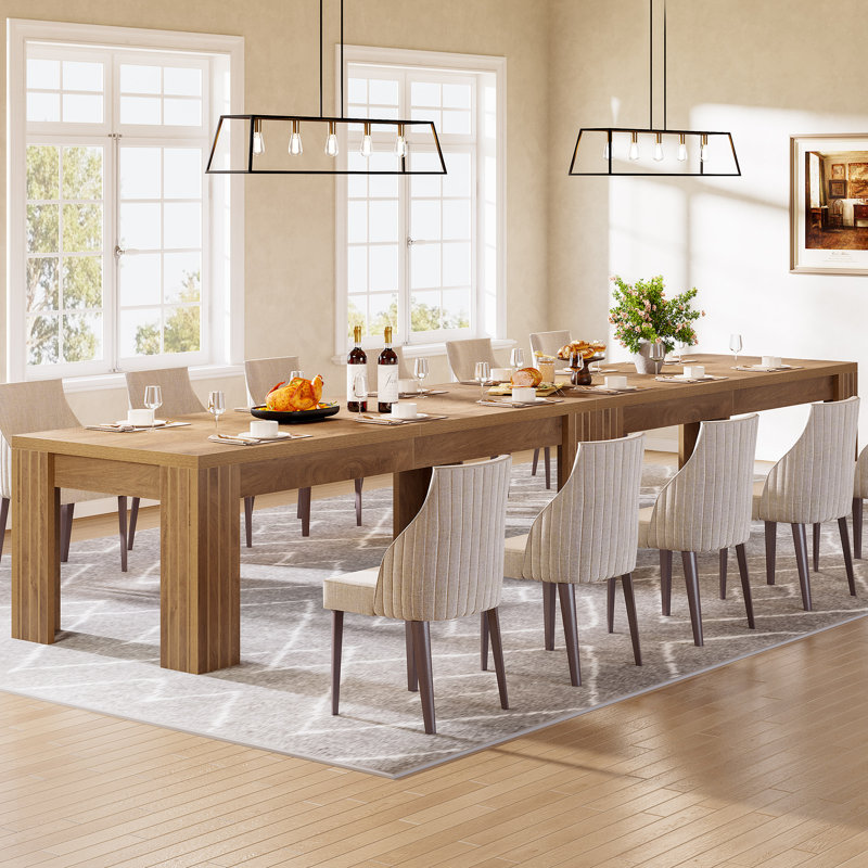 78.7" Farmhouse Dining Table for 6 to 8, Rectangle Dinner Kitchen Table for Dining Room (2PCS)