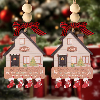 10Pcs New Home Ornament, Housewarming Gifts for New Home First House, House Warming Gift for Couple Newhouse Owners,Home Ornaments for Home,First Home Christmas Ornament,Beige socks style